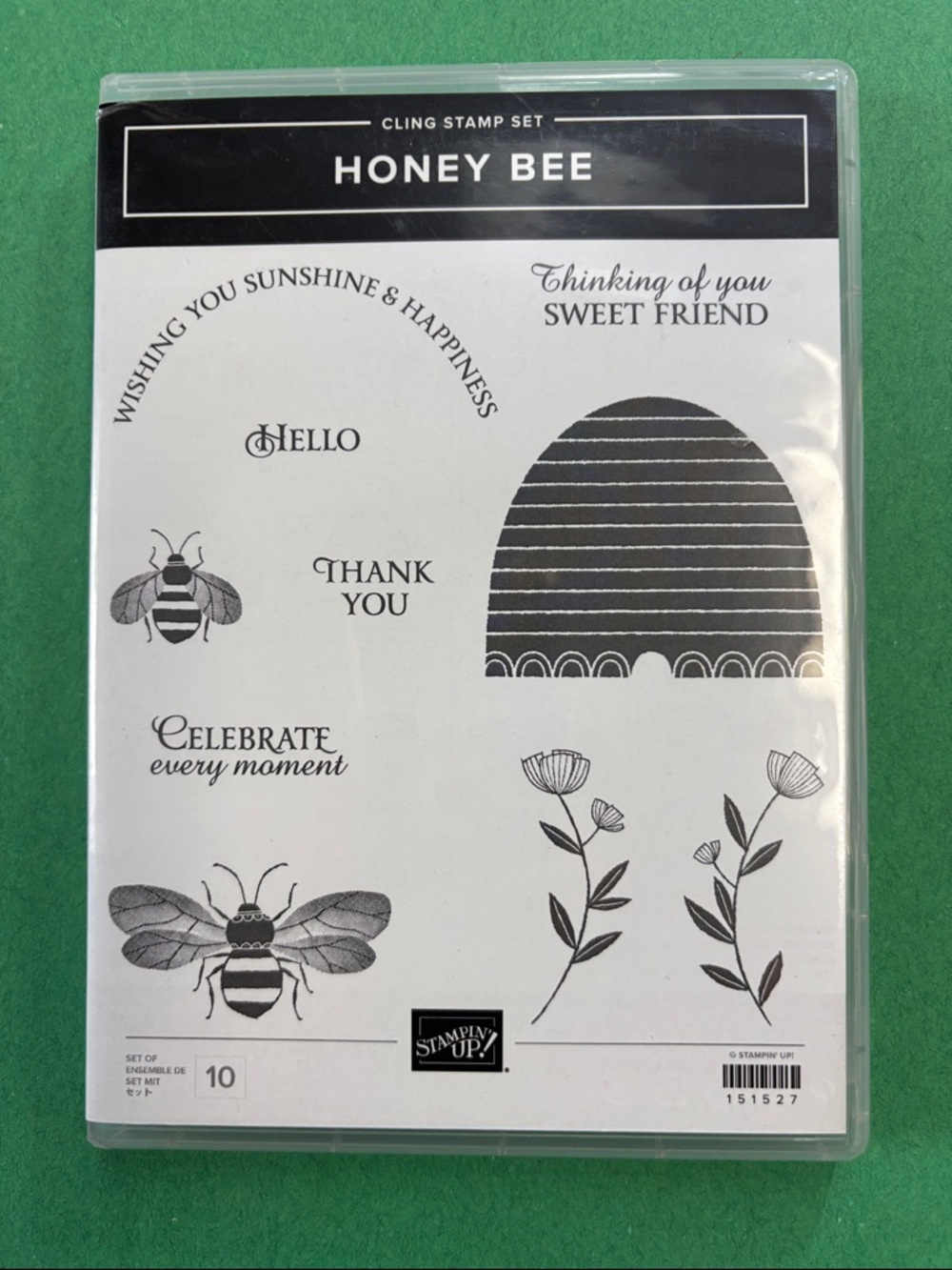 Stampin' Up! Honey Bee Cling Stamp Set - Black & White
